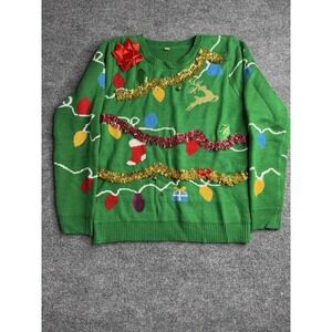 Ugly Christmas Sweater Green Holiday Size XL